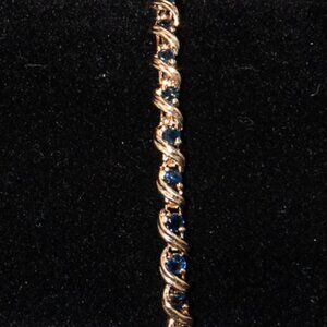 14K and Sapphire Tennis Bracelet 7"